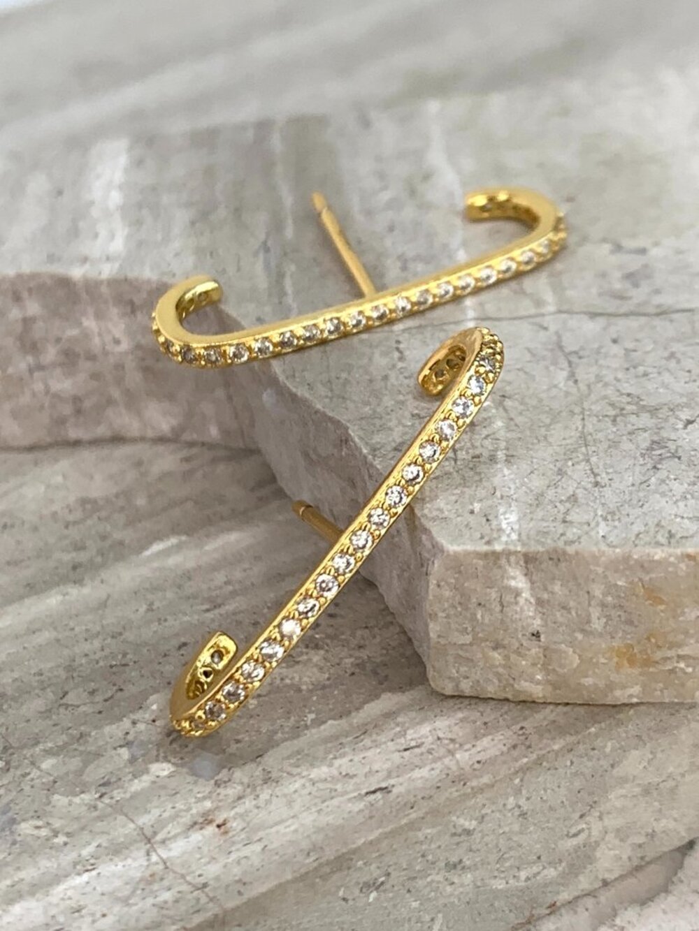 NEW~ Anthropologie Pave Crystal Ear Cuff Stud Earrings